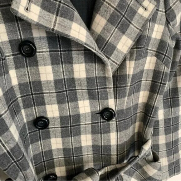 Dolce & Gabbana Vintage Wool Grey Check Plaid Belted Coat 8 - Picture 12 of 16